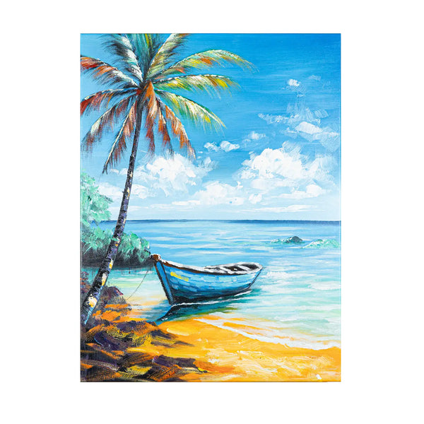 Leinwandbild handgemalt mit Acrylfarbe und Strukturpaste im Hochformat, Flucht in die Stille, 60x80 ohne Rahmen