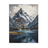 Leinwandbild handgemalt mit Acrylfarbe und Strukturpaste im Hochformat, Zwischen Berg und See, 60x80 ohne Rahmen