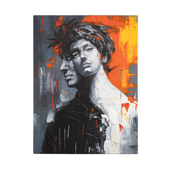 Leinwandbild handgemalt mit Acrylfarbe und Strukturpaste im Hochformat, Romulus and Remus, 60x80 ohne Rahmen