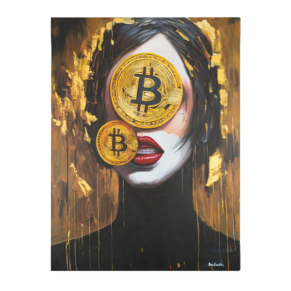 Leinwandbild handgemalt mit Acrylfarbe und Strukturpaste im Hochformat, Der Schleier des Reichtums, 60x80 ohne Rahmen