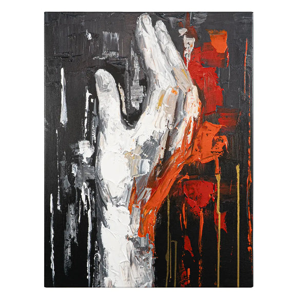 Leinwandbild handgemalt mit Acrylfarbe und Strukturpaste im Hochformat, Flamme des Willens, 60x80 ohne Rahmen