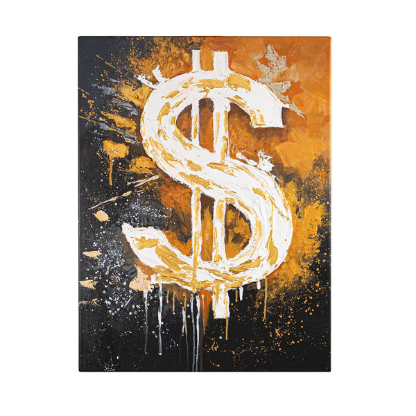 Leinwandbild handgemalt mit Acrylfarbe und Strukturpaste im Hochformat, Dollar, 60x80 ohne Rahmen
