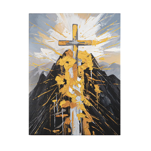 Leinwandbild handgemalt mit Acrylfarbe und Strukturpaste im Hochformat, Berg der Vergebung, 60x80 ohne Rahmen