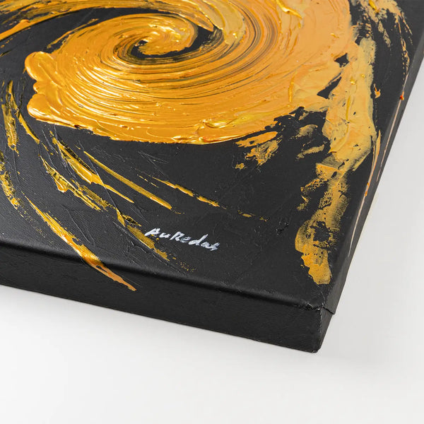 Leinwandbild handgemalt mit Acrylfarbe und Strukturpaste im Hochformat, Der Fall des Glanzes, 60x80 mit Bilderrahmen in Weiß