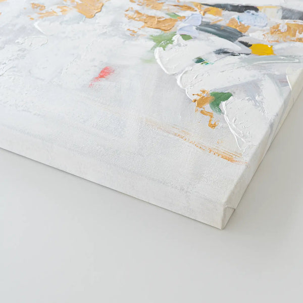 Leinwandbild handgemalt mit Acrylfarbe und Strukturpaste im Hochformat, Fragmente der Wahrheit, 60x80 mit Bilderrahmen in Weiß