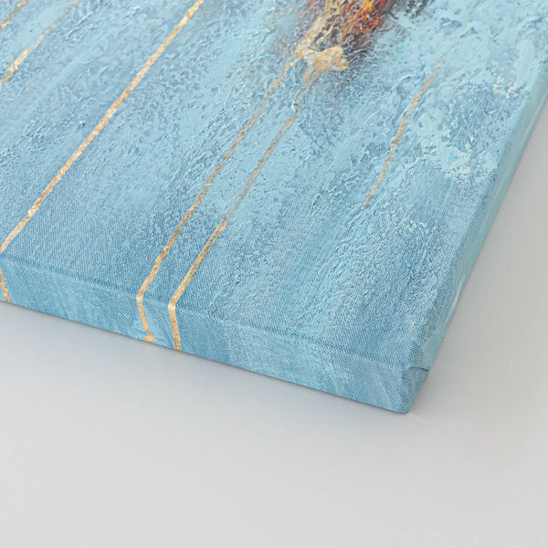 Leinwandbild handgemalt Gemälde mit Acrylfarbe und Strukturpaste im Hochformat, Zeitlose Seele, 50x100 mit Bilderrahmen in Weiß