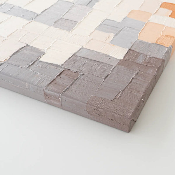 Leinwandbild handgemalt mit Acrylfarbe und Strukturpaste im Hochformat, Kosmische Ordnung, 60x80 mit Bilderrahmen in Weiß