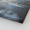 Leinwandbild handgemalt mit Acrylfarbe und Strukturpaste im Hochformat, Zwischen Berg und See, 60x80 mit Bilderrahmen in Weiß