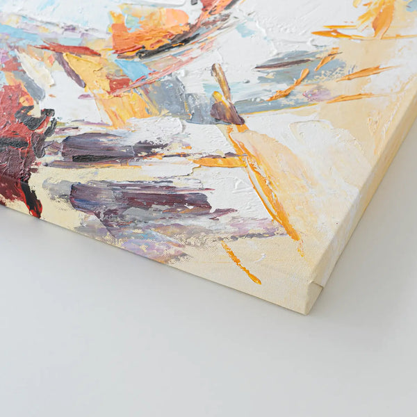 Leinwandbild handgemalt mit Acrylfarbe und Strukturpaste im Hochformat, Versteckte Dimension, 60x80 mit Bilderrahmen in Weiß