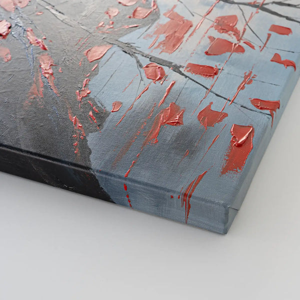 Leinwandbild handgemalt mit Acrylfarbe und Strukturpaste im Hochformat, Schwarze Phytomorphe, 60x80 mit Bilderrahmen in Weiß