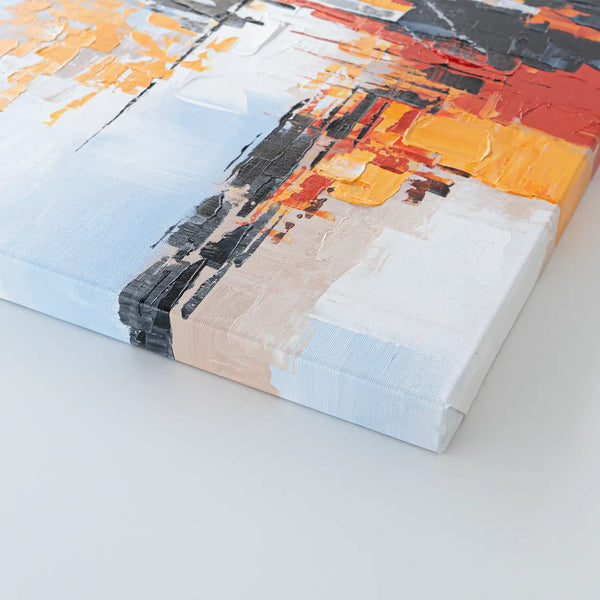 Leinwandbild handgemalt mit Acrylfarbe und Strukturpaste im Hochformat, Fragilitaet des Augenblicks, 60x80 mit Bilderrahmen in Weiß