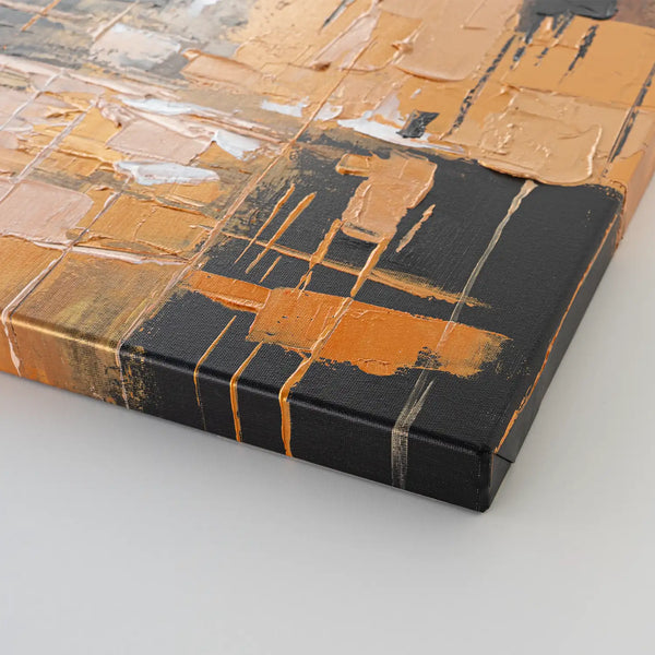 Leinwandbild handgemalt mit Acrylfarbe und Strukturpaste im Hochformat, Skyscraper, 60x80 mit Bilderrahmen in Weiß