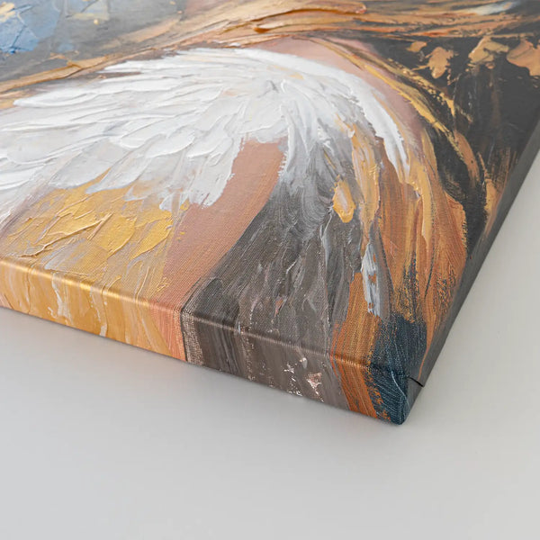 Leinwandbild handgemalt mit Acrylfarbe und Strukturpaste im Hochformat, Schwanenkoenigin, 60x80 mit Bilderrahmen in Weiß