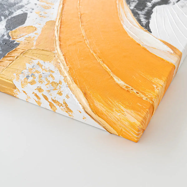 Leinwandbild handgemalt mit Acrylfarbe und Strukturpaste im Hochformat, Resonanz des Geistes, 60x80 mit Bilderrahmen in Weiß