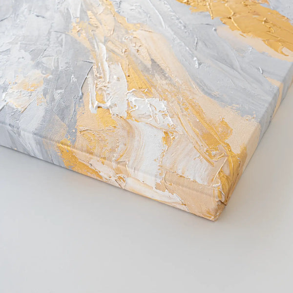 Leinwandbild handgemalt mit Acrylfarbe und Strukturpaste, Atem der Erde, 60x80 mit Bilderrahmen in Weiß