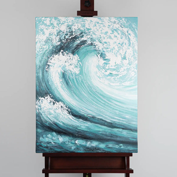 Leinwandbild handgemalt mit Acrylfarbe und Strukturpaste im Hochformat, Das unendliche Spiel, 60x80 mit Bilderrahmen in Schwarz