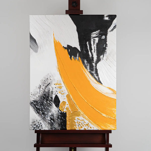 Leinwandbild handgemalt mit Acrylfarbe und Strukturpaste im Hochformat, Resonanz des Geistes, 60x80 mit Bilderrahmen in Schwarz