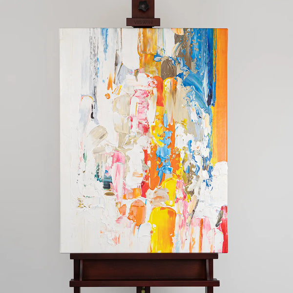 Leinwandbild handgemalt mit Acrylfarbe und Strukturpaste im Hochformat, Fluss der Gedanken, 60x80 mit Bilderrahmen in Schwarz