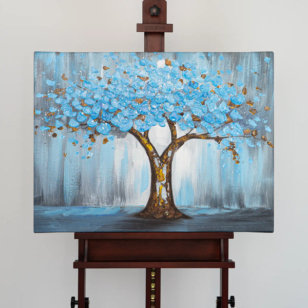 Leinwandbild handgemalt mit Acrylfarbe und Strukturpaste, Baum der Ewigkeit, 60x80 mit Bilderrahmen in Schwarz