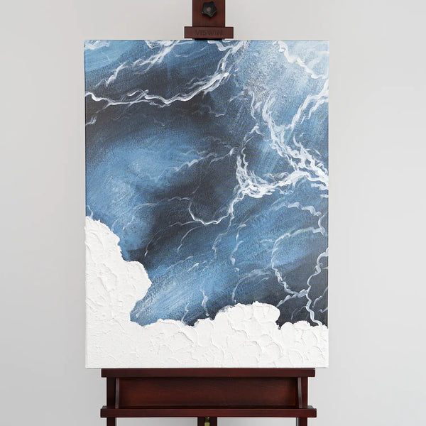 Leinwandbild handgemalt mit Acrylfarbe und Strukturpaste im Hochformat, Polaritaeten des Lebens1, 60x80 mit Bilderrahmen in Schwarz