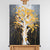 Leinwandbild handgemalt mit Acrylfarbe und Strukturpaste im Hochformat, Golden Leaves, 60x80 mit Bilderrahmen in Schwarz