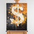 Leinwandbild handgemalt mit Acrylfarbe und Strukturpaste im Hochformat, Dollar, 60x80 mit Bilderrahmen in Schwarz
