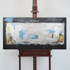 Leinwandbild handgemalt Gemälde mit Acrylfarbe und Strukturpaste im Panorama, Ewige Praesenz, 100x50 mit Bilderrahmen in Schwarz