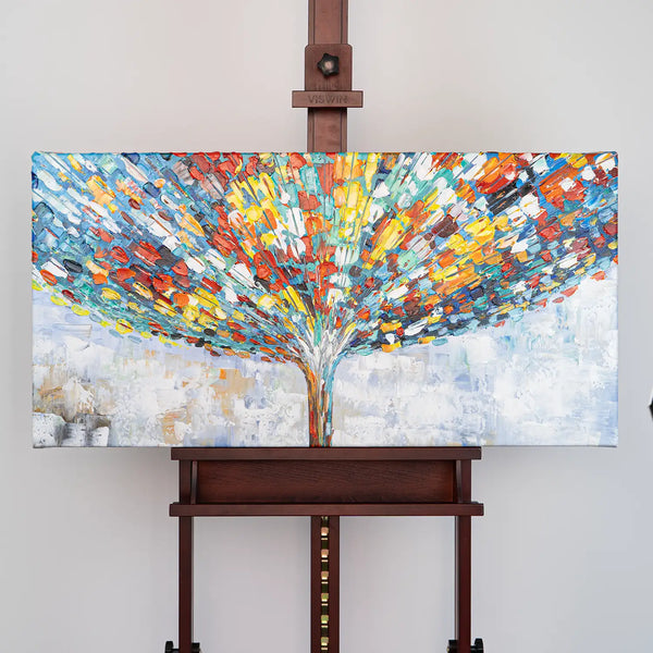 Leinwandbild handgemalt mit Acrylfarbe und Strukturpaste im Panorama, Klang der Stille, 50x100 mit Bilderrahmen in Schwarz