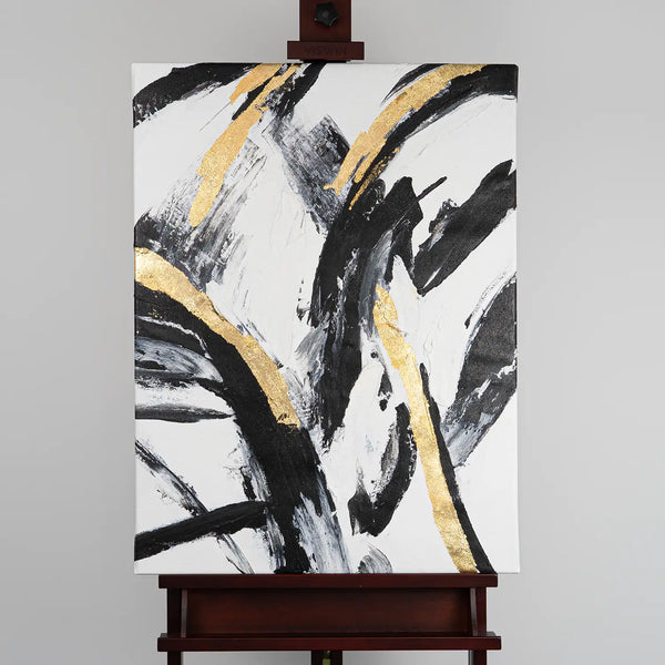 Leinwandbild handgemalt mit Acrylfarbe und Strukturpaste im Hochformat, Ewiger Moment, 60x80 mit Bilderrahmen in Schwarz