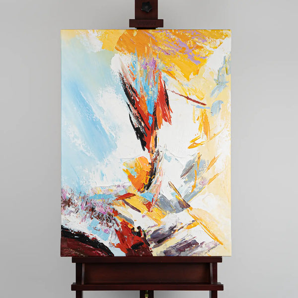 Leinwandbild handgemalt mit Acrylfarbe und Strukturpaste im Hochformat, Versteckte Dimension, 60x80 mit Bilderrahmen in Schwarz