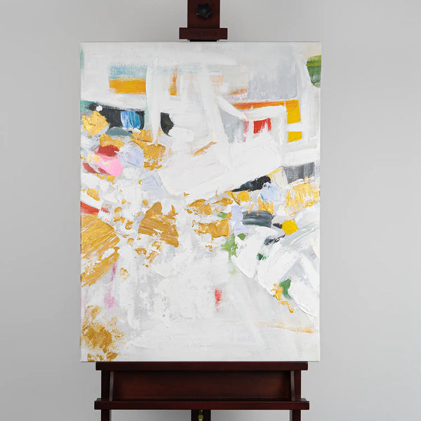 Leinwandbild handgemalt mit Acrylfarbe und Strukturpaste im Hochformat, Fragmente der Wahrheit, 60x80 mit Bilderrahmen in Schwarz