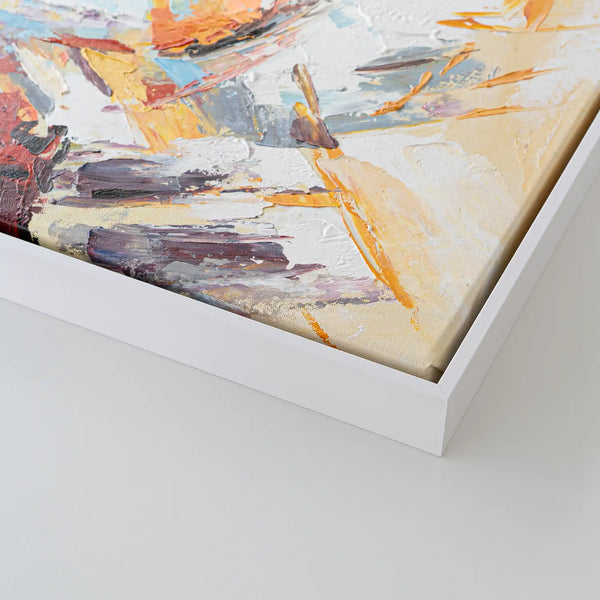 Leinwandbild handgemalt mit Acrylfarbe und Strukturpaste im Hochformat, Versteckte Dimension, 75x100 mit Bilderrahmen in Eiche Hell