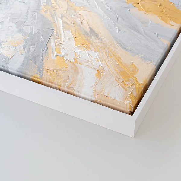 Leinwandbild handgemalt mit Acrylfarbe und Strukturpaste, Atem der Erde, 75x100 mit Bilderrahmen in Eiche Hell