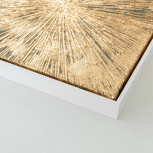 Leinwandbild handgemalt mit Acrylfarbe und Strukturpaste im Quadratisch, Schatten des Seins, 80x80 mit Bilderrahmen in Eiche Hell