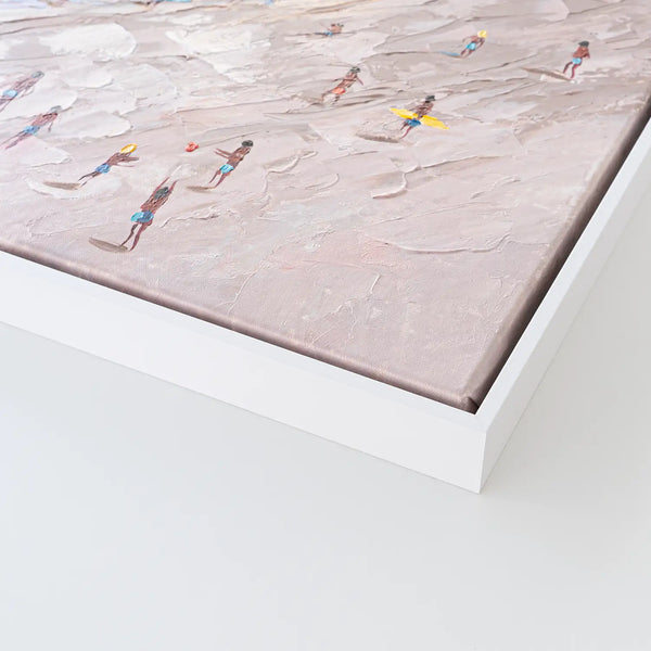 Leinwandbild handgemalt mit Acrylfarbe und Strukturpaste im Hochformat, Raetsel der Existenz, 75x100 mit Bilderrahmen in Eiche Hell