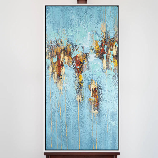 Leinwandbild handgemalt Gemälde mit Acrylfarbe und Strukturpaste im Hochformat, Zeitlose Seele, 70x140 ohne Rahmen