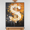 Leinwandbild handgemalt mit Acrylfarbe und Strukturpaste im Hochformat, Dollar, 90x120 ohne Rahmen
