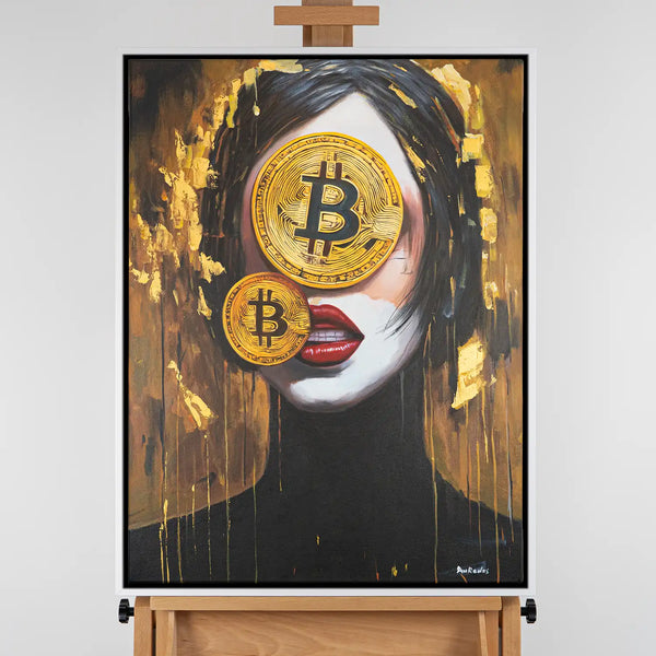 Leinwandbild handgemalt mit Acrylfarbe und Strukturpaste im Hochformat, Der Schleier des Reichtums, 90x120 ohne Rahmen