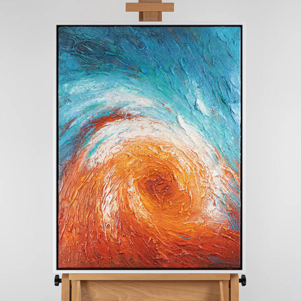 Leinwandbild handgemalt mit Acrylfarbe und Strukturpaste im Hochformat, Im Wirbel der Zeit, 90x120 ohne Rahmen