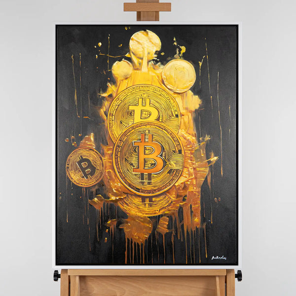 Leinwandbild handgemalt mit Acrylfarbe und Strukturpaste im Hochformat, Goldene Illusionen, 90x120 ohne Rahmen