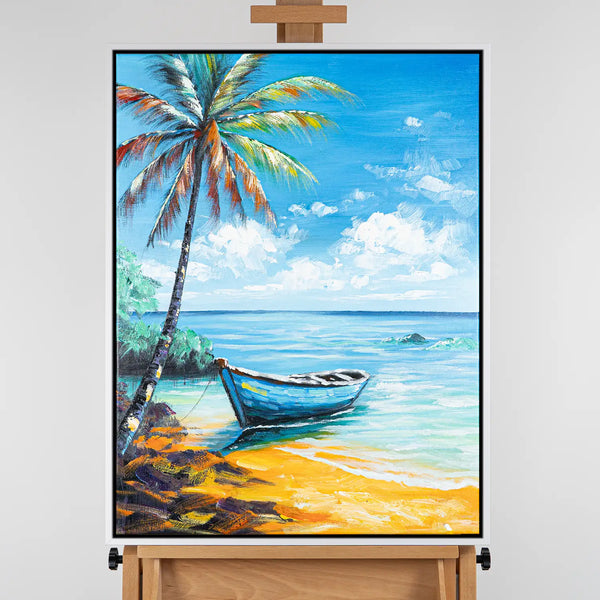 Leinwandbild handgemalt mit Acrylfarbe und Strukturpaste im Hochformat, Flucht in die Stille, 90x120 ohne Rahmen