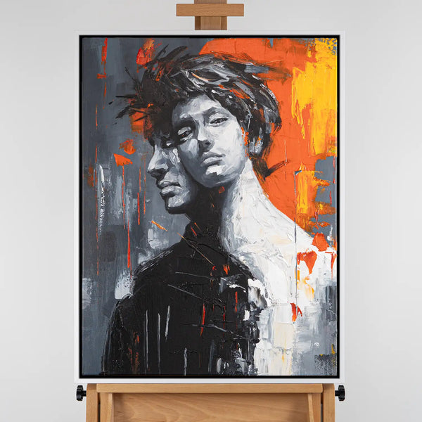 Leinwandbild handgemalt mit Acrylfarbe und Strukturpaste im Hochformat, Romulus and Remus, 90x120 ohne Rahmen