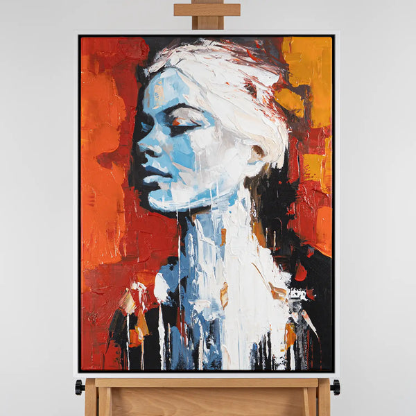 Leinwandbild handgemalt mit Acrylfarbe und Strukturpaste im Hochformat, Atalante, 90x120 ohne Rahmen