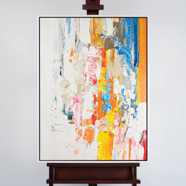 Leinwandbild handgemalt mit Acrylfarbe und Strukturpaste im Hochformat, Fluss der Gedanken, 90x120 ohne Rahmen