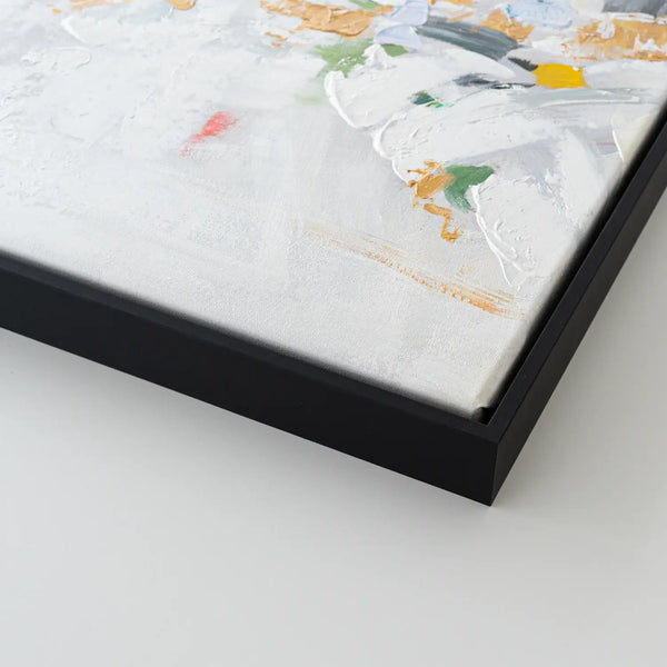 Leinwandbild handgemalt mit Acrylfarbe und Strukturpaste im Hochformat, Fragmente der Wahrheit, 120x160 mit Bilderrahmen in Schwarz