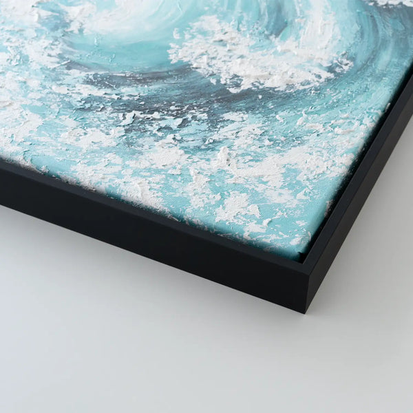 Leinwandbild handgemalt mit Acrylfarbe und Strukturpaste im Hochformat, Das unendliche Spiel, 120x160 mit Bilderrahmen in Schwarz