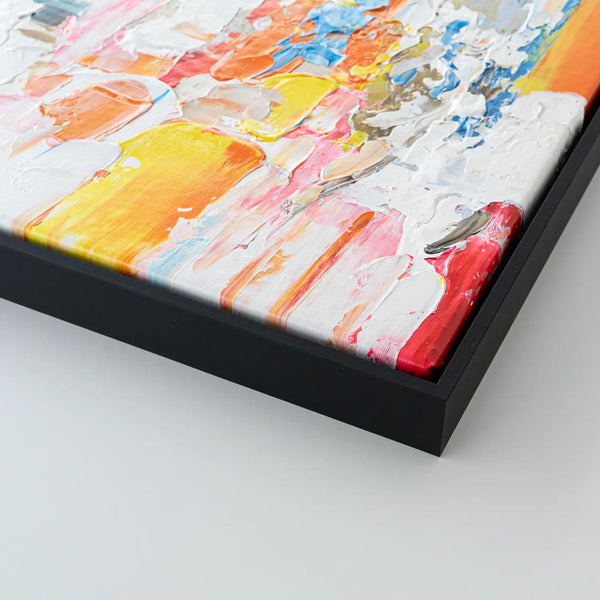 Leinwandbild handgemalt mit Acrylfarbe und Strukturpaste im Hochformat, Fluss der Gedanken, 120x160 mit Bilderrahmen in Schwarz