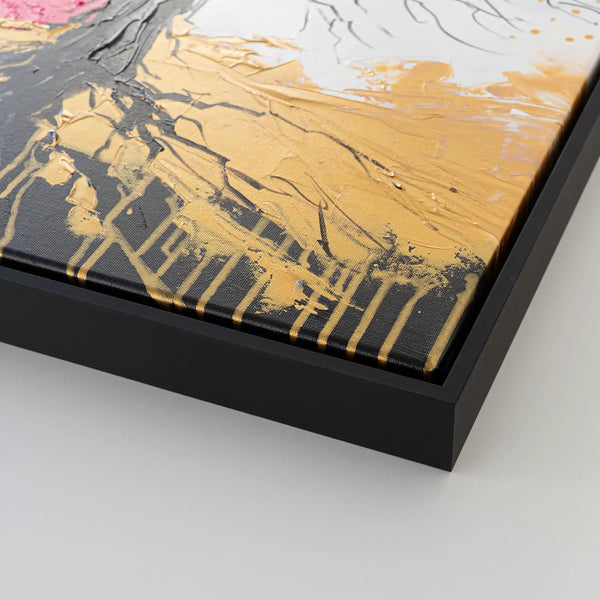 Leinwandbild handgemalt mit Acrylfarbe und Strukturpaste im Hochformat, Chromatischer Wipfel, 120x160 mit Bilderrahmen in Schwarz