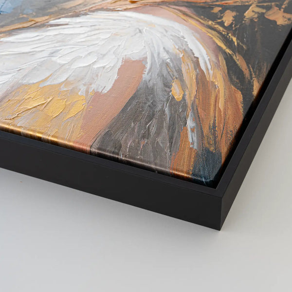 Leinwandbild handgemalt mit Acrylfarbe und Strukturpaste im Hochformat, Schwanenkoenigin, 120x160 mit Bilderrahmen in Schwarz