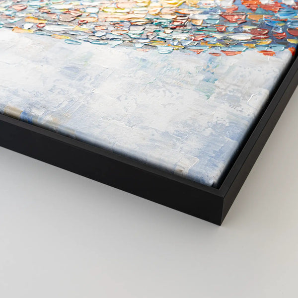 Leinwandbild handgemalt mit Acrylfarbe und Strukturpaste im Panorama, Klang der Stille, 80x160 mit Bilderrahmen in Schwarz